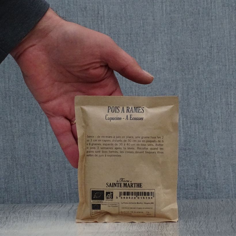 Ejemplo de ejemplar de Guisantes verdes Capucine o Blauwschokker saco de 150 semillas (50g) tal y como se entrega