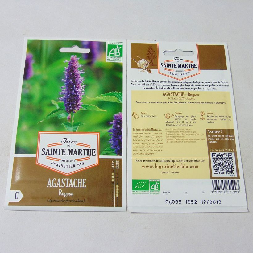 Ejemplo de ejemplar de Agastache rugosa Bio - Ferme de Sainte Marthe - Menta coreana saco de 150 semillas (0.095g) tal y como se entrega