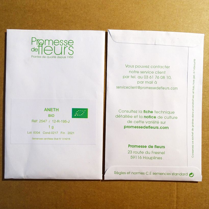 Ejemplo de ejemplar de Eneldo Bio - Anethum graveolens saco de 400 semillas (1g) tal y como se entrega