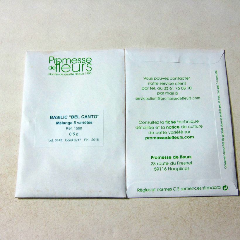 Ejemplo de ejemplar de Albahaca 5 variedades saco de 400 semillas (0.5g) tal y como se entrega