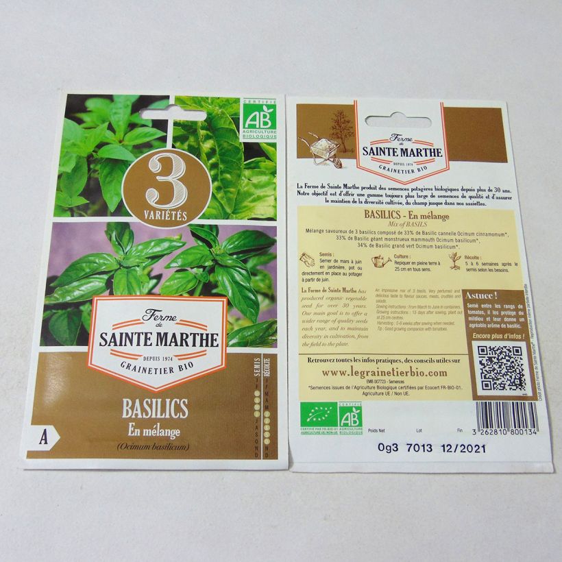 Ejemplo de ejemplar de Albahaca MIX saco de 150 semillas (0.3g) tal y como se entrega