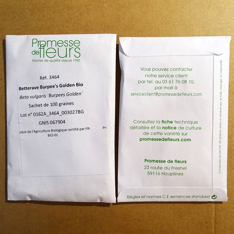 Ejemplo de ejemplar de Remolacha de mesa Burpee's Golden Bio saco de 100 semillas tal y como se entrega