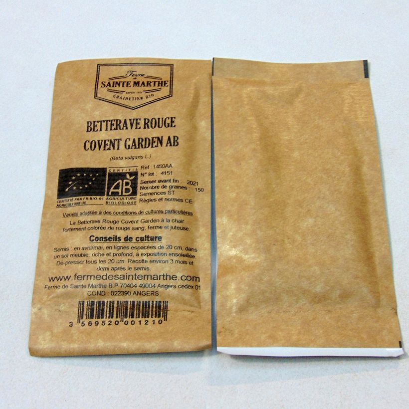 Ejemplo de ejemplar de Remolacha de mesa Covent Garden Bio saco de 150 semillas (1g) tal y como se entrega