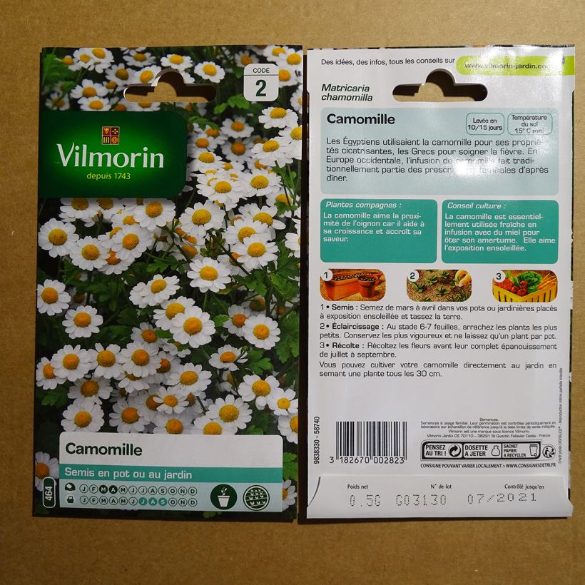 Ejemplo de ejemplar de Manzanilla de Castilla - Vilmorin saco de 6500 semillas (0,5g) tal y como se entrega