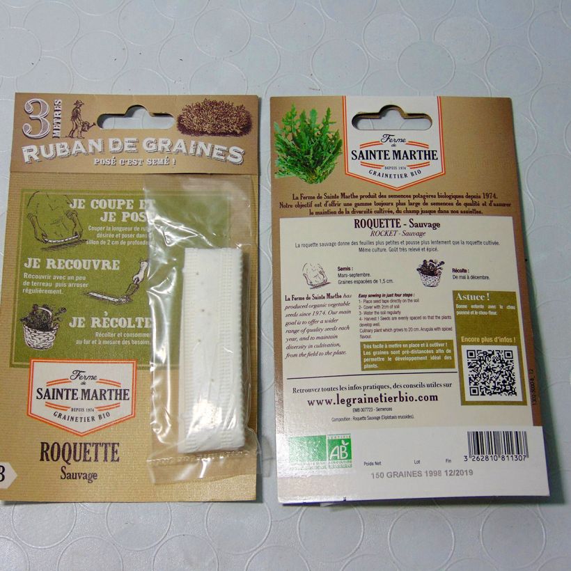 Ejemplo de ejemplar de Rabaniza Bio - Ferme de Sainte Marthe (cinta de semillas) Semillas en cintas tal y como se entrega