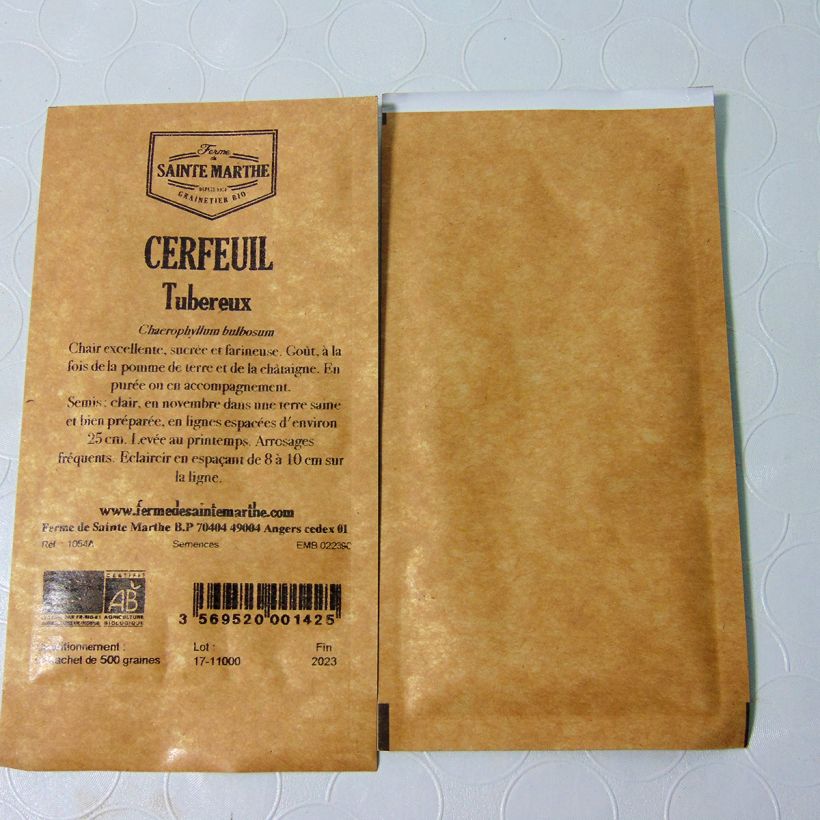 Ejemplo de ejemplar de Perifollo tuberoso - Chaerophyllum bulbosum saco de 500 semillas (1g) tal y como se entrega