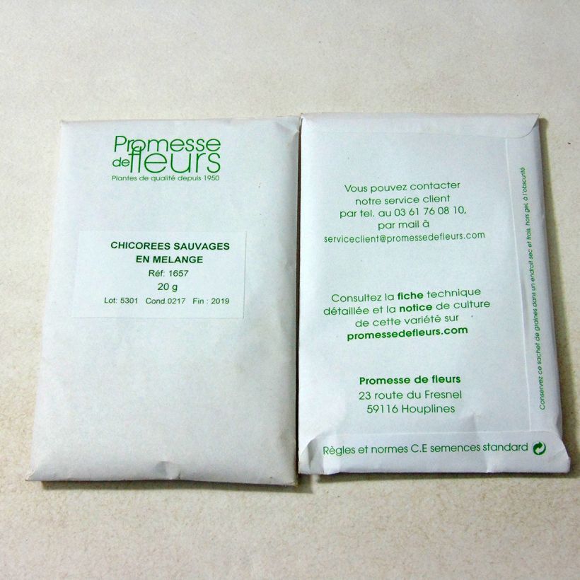 Ejemplo de ejemplar de Escarola Mix saco de 12000 semillas (20g) tal y como se entrega