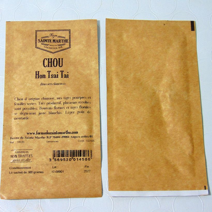 Ejemplo de ejemplar de Bok choy Hon Tsai Tai no tratada saco de 300 semillas tal y como se entrega