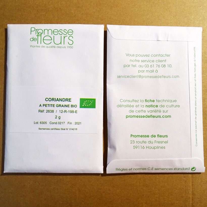 Ejemplo de ejemplar de Cilantro BIO - Coriandrum sativum saco de 120 semillas (2g) tal y como se entrega