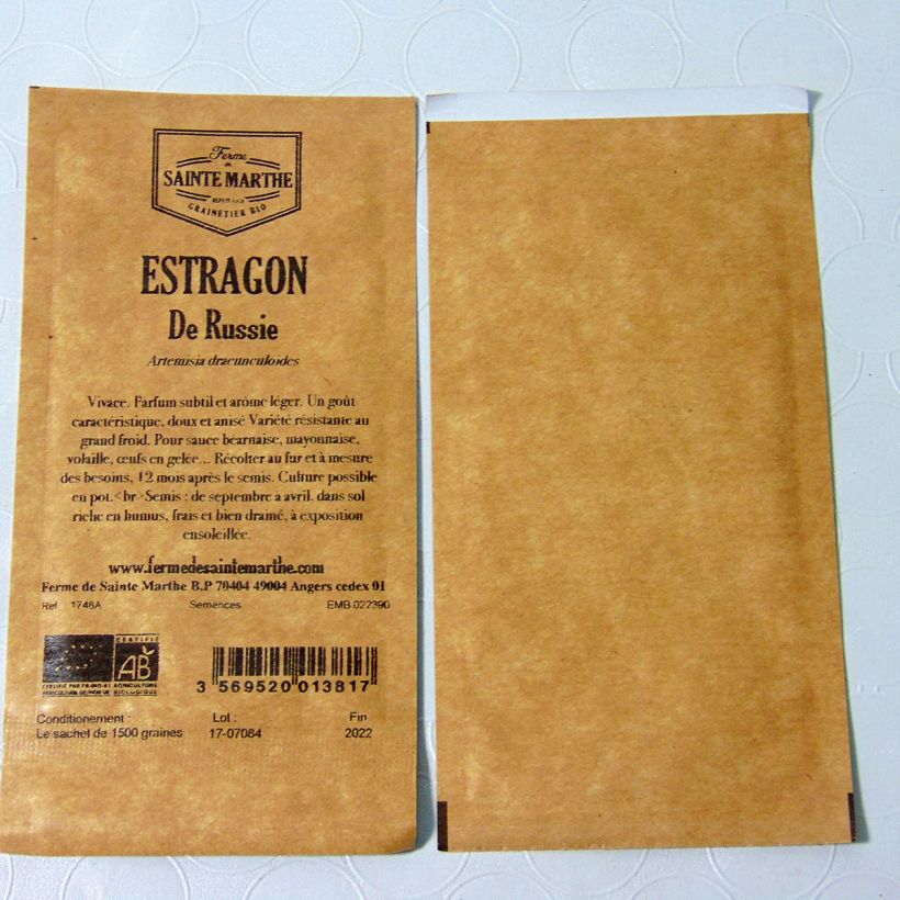 Ejemplo de ejemplar de Estragón ruso Bio - Ferme de Sainte Marthe saco de 1500 semillas tal y como se entrega