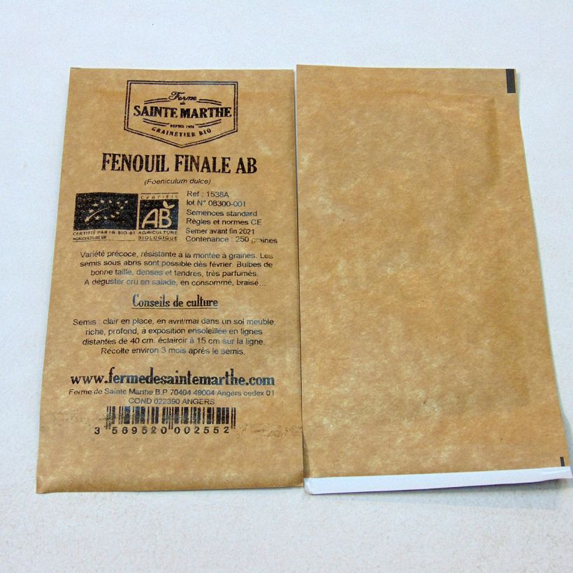 Ejemplo de ejemplar de Hinojo de Florencia Finale Bio - Ferme de Sainte Marthe saco de 250 semillas (1g) tal y como se entrega