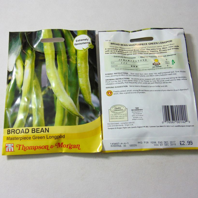 Ejemplo de ejemplar de Haba Masterpiece Green Longpod saco de 30 semillas tal y como se entrega