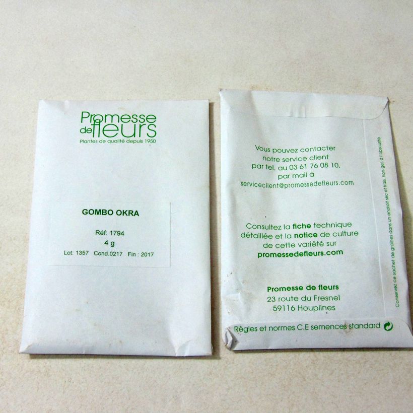 Ejemplo de ejemplar de Okra - Abelmoschus esculentus saco de 35 semillas (4g) tal y como se entrega