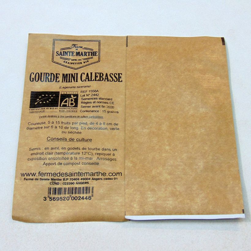 Ejemplo de ejemplar de Porongo Mini Calebasse saco de 15 semillas (1g) tal y como se entrega