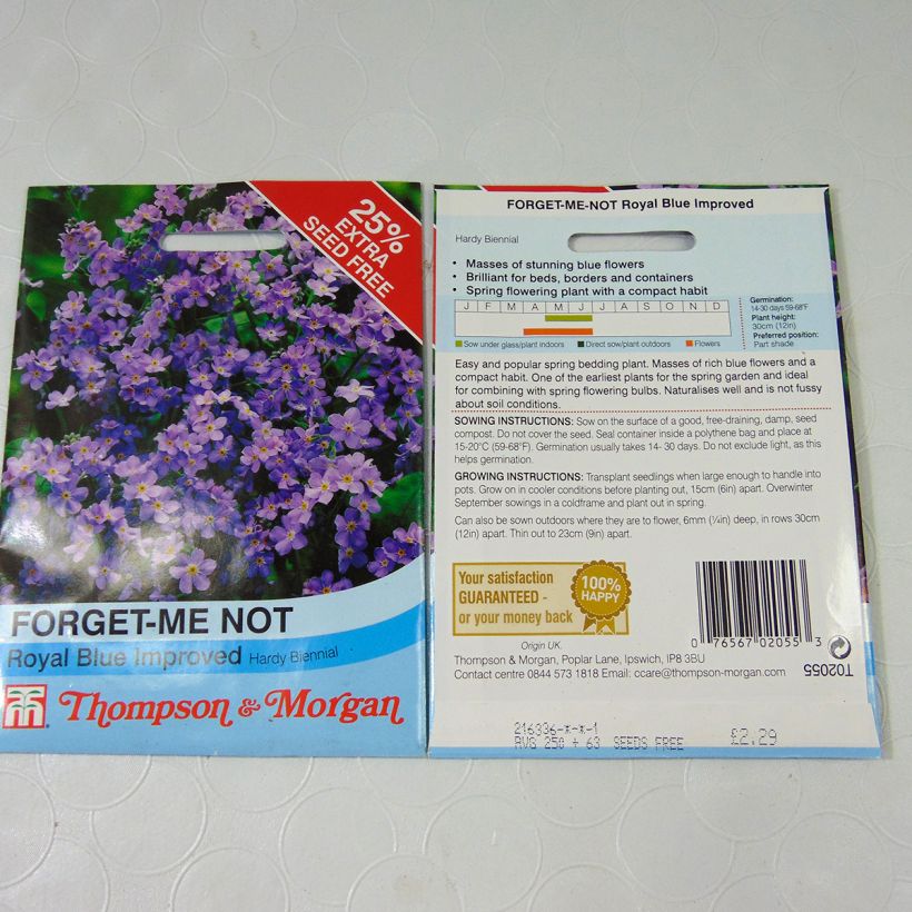 Ejemplo de ejemplar de Graines de Myosotis Royal Blue Forget-me-not saco de 550 semillas aproximadamente (0,4g) tal y como se entrega