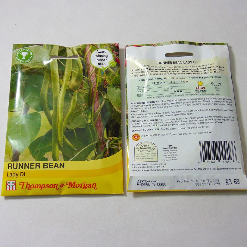 Ejemplo de ejemplar de Judia escarlata Lady Di saco de 40 semillas (50g) tal y como se entrega