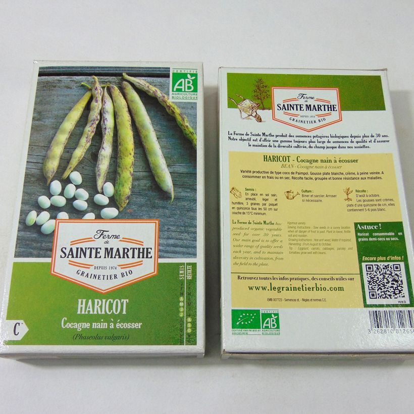 Ejemplo de ejemplar de Judía enana Cocagne Bio - Ferme de Sainte Marthe saco de 160 semillas (80g) tal y como se entrega