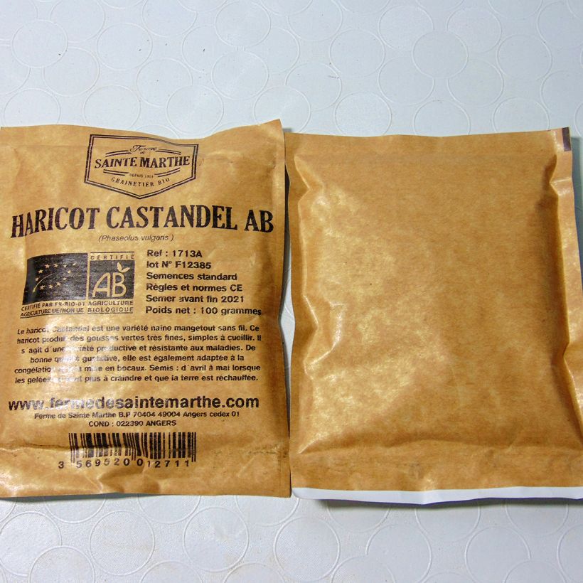 Ejemplo de ejemplar de Judía enana Castandel Bio - Ferme de Sainte Marthe saco de 160 semillas (80g) tal y como se entrega