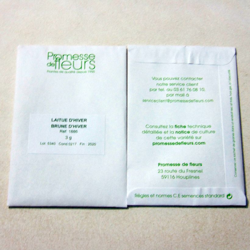 Ejemplo de ejemplar de Lechugas Brune d'Hiver saco de 2500 semillas (3g) tal y como se entrega