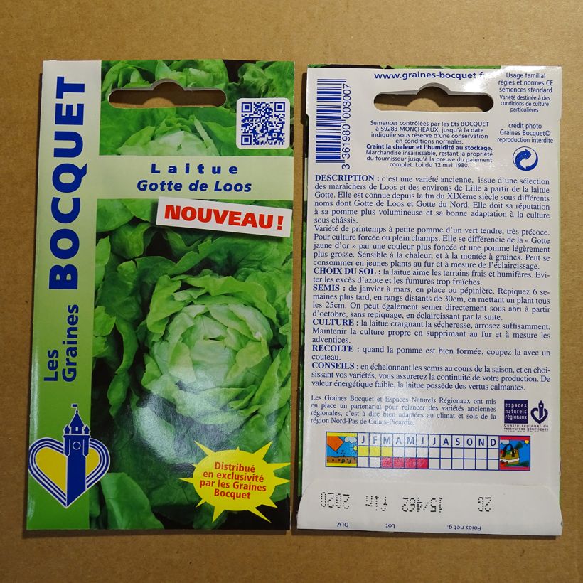 Ejemplo de ejemplar de Lechuga Gotte de Loos saco de 1600 semillas (2g) tal y como se entrega