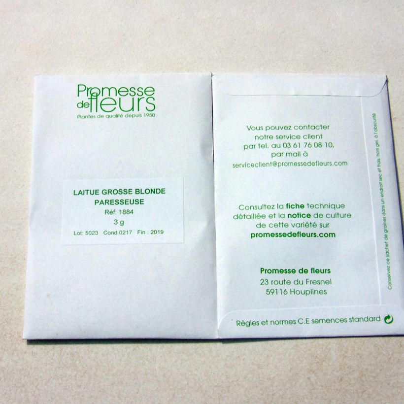 Ejemplo de ejemplar de Lechuga Grosse Blonde Paresseuse - Vilmorin saco de 2500 semillas (3g) tal y como se entrega