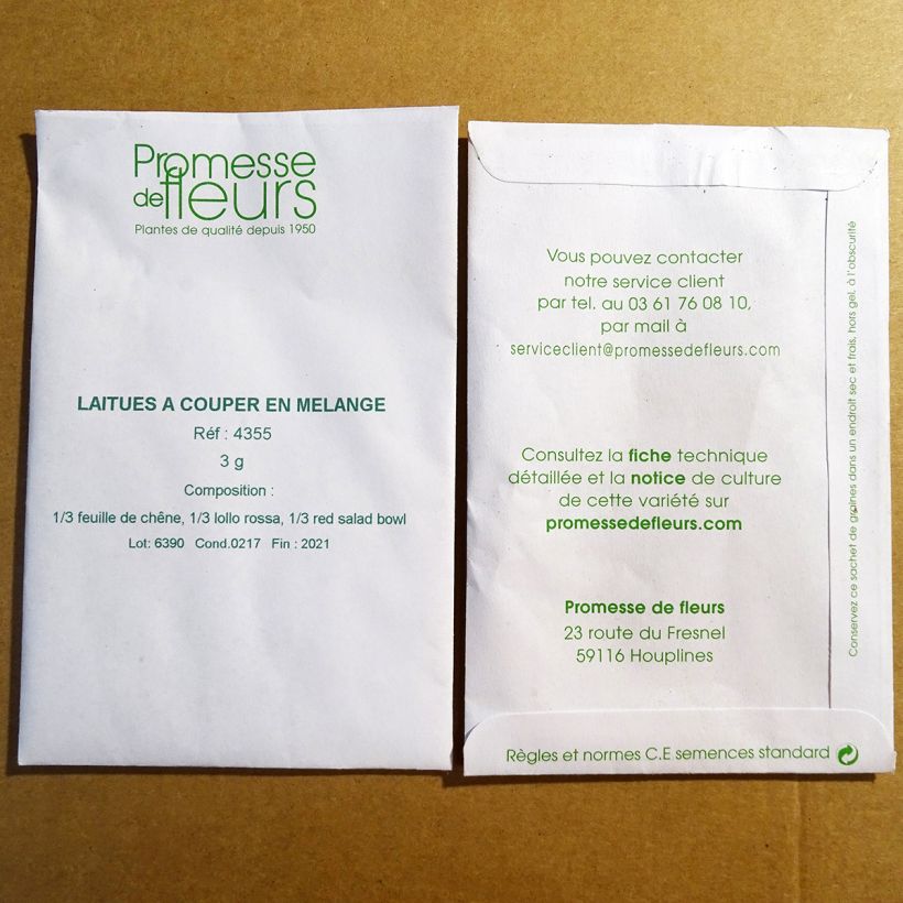 Ejemplo de ejemplar de Lechugas Mix saco de 2500 semillas (3g) tal y como se entrega