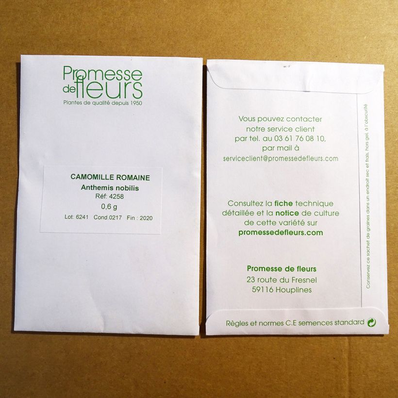 Ejemplo de ejemplar de Manzanilla romana - Anthemis nobilis saco de 3500 semillas (0,6g) tal y como se entrega