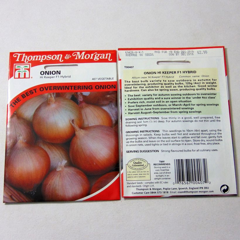 Ejemplo de ejemplar de Cebolla Hi-Keeper saco de 80 semillas tal y como se entrega