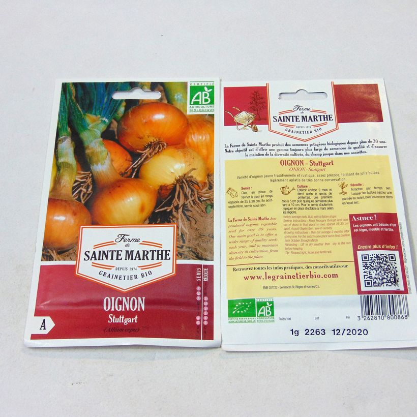 Ejemplo de ejemplar de Cebolla Stuttgart Bio - Ferme de Sainte Marthe saco de 250 semillas (1g) tal y como se entrega
