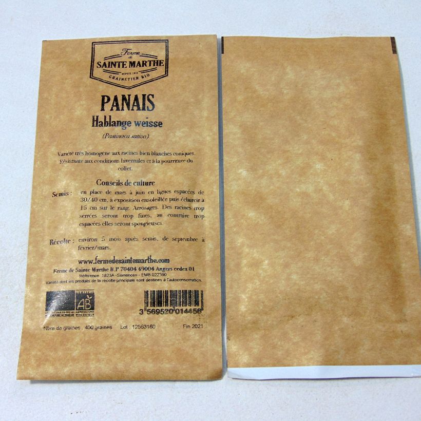 Ejemplo de ejemplar de Chirivía Hablange Weisse saco de 400 semillas (1g) tal y como se entrega