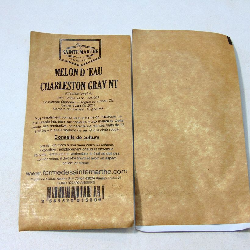 Ejemplo de ejemplar de Sandía Charleston saco de 15 semillas (1g) tal y como se entrega