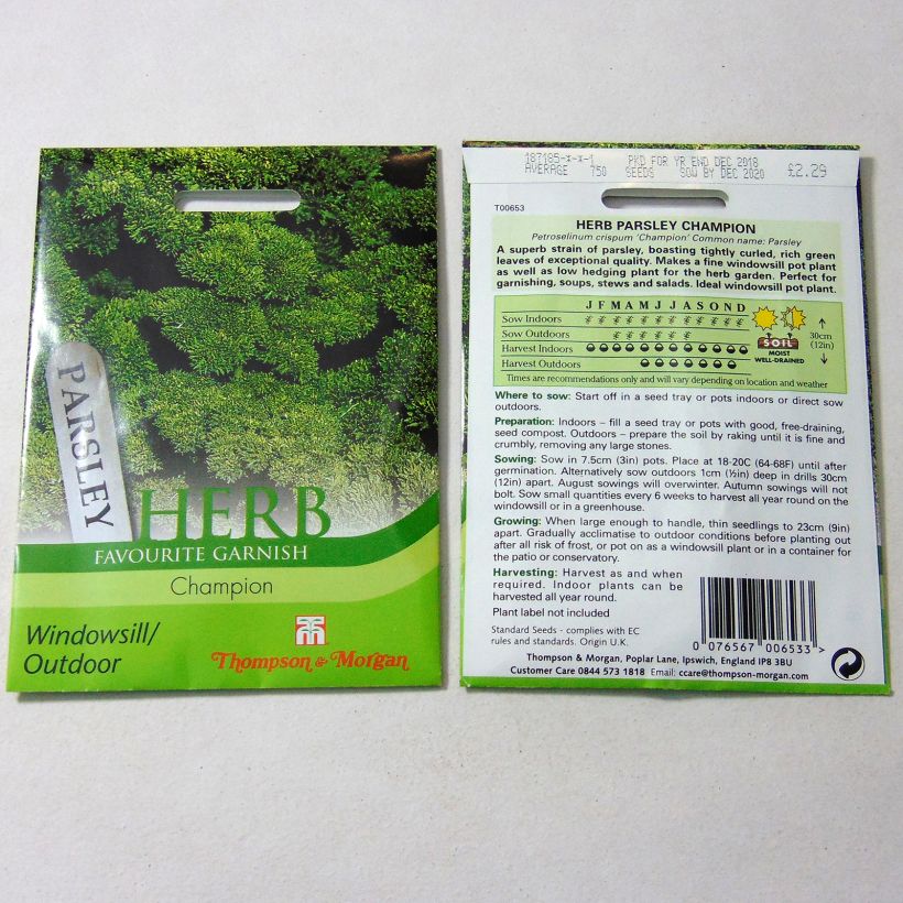 Ejemplo de ejemplar de Perejil Champion saco de 1750 semillas tal y como se entrega