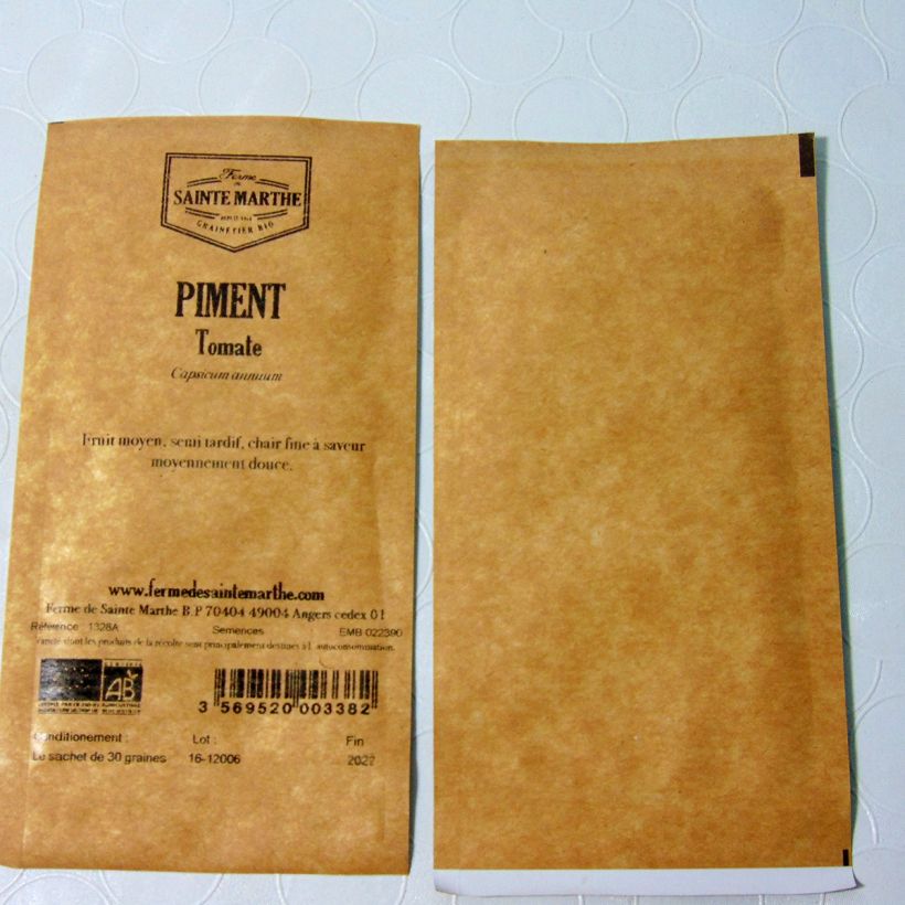 Ejemplo de ejemplar de Pimienta de Cayena Tomate saco de 30 semillas tal y como se entrega