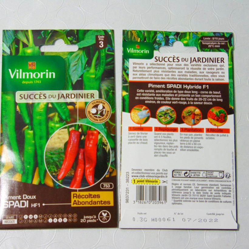 Ejemplo de ejemplar de Pimienta Spadi F1 saco de 36 semillas (0.3g) tal y como se entrega