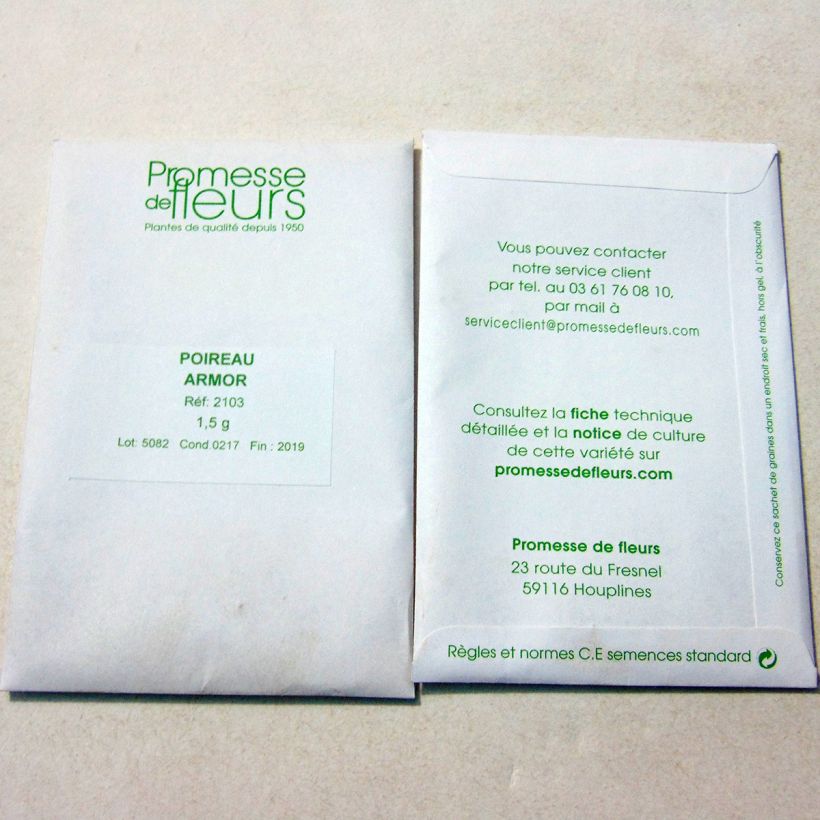 Ejemplo de ejemplar de Puerro Armor saco de 250 semillas (1g) tal y como se entrega