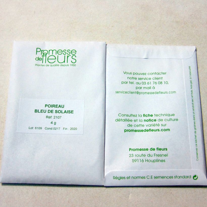 Ejemplo de ejemplar de Puerro Bleu de Solaise saco de 1000 semillas (4g) tal y como se entrega