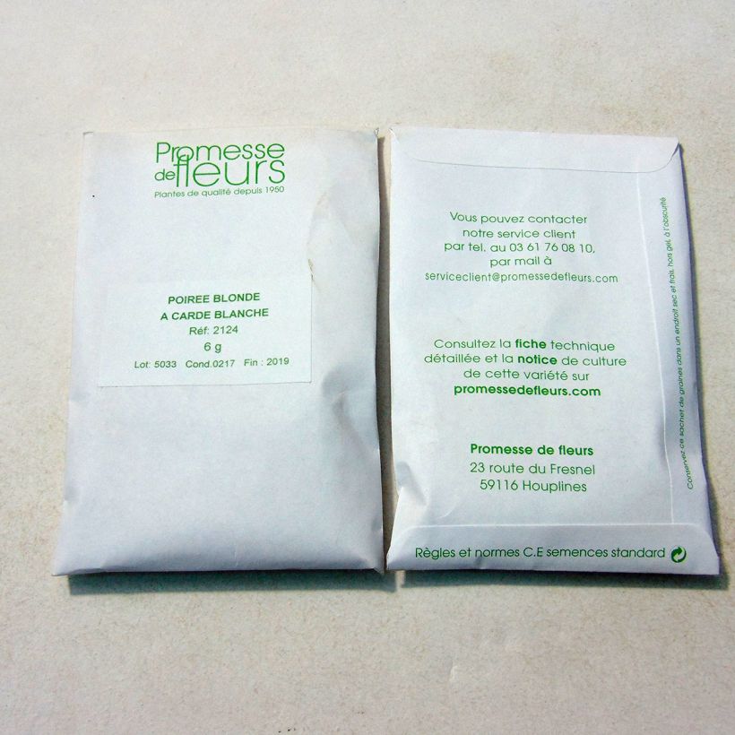 Ejemplo de ejemplar de Acelga Blonde à Carde Blanche saco de 250 semillas (6g) tal y como se entrega