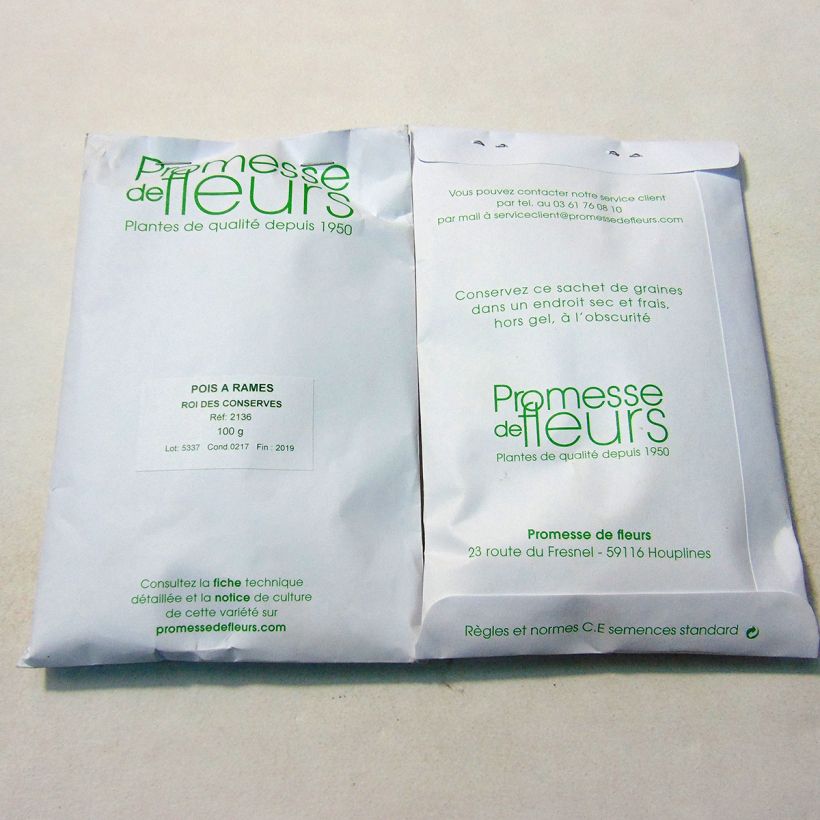 Ejemplo de ejemplar de Guisantes verdes Roi des conserves saco de 250-350 semillas (100g) tal y como se entrega