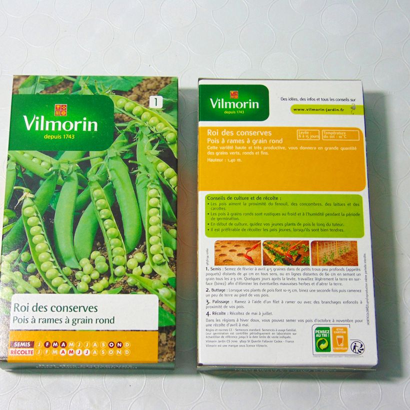 Ejemplo de ejemplar de Guisante de enrame Roi des conserves saco de 600 semillas (200g) tal y como se entrega