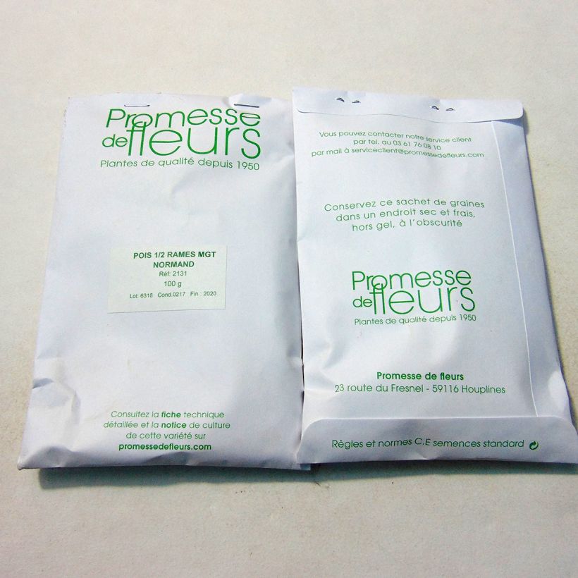 Ejemplo de ejemplar de Guisantes verdes Normand saco de 250-350 semillas (100g) tal y como se entrega