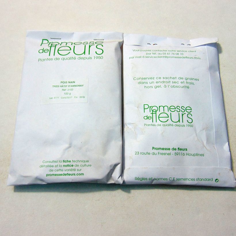 Ejemplo de ejemplar de Guisantes verdes Annonay saco de 250-350 semillas (100g) tal y como se entrega