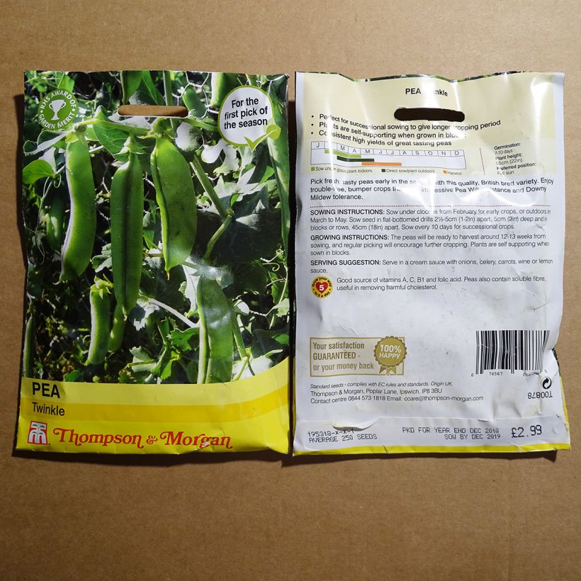 Ejemplo de ejemplar de Guisantes verdes Twinkle saco de 250 semillas tal y como se entrega