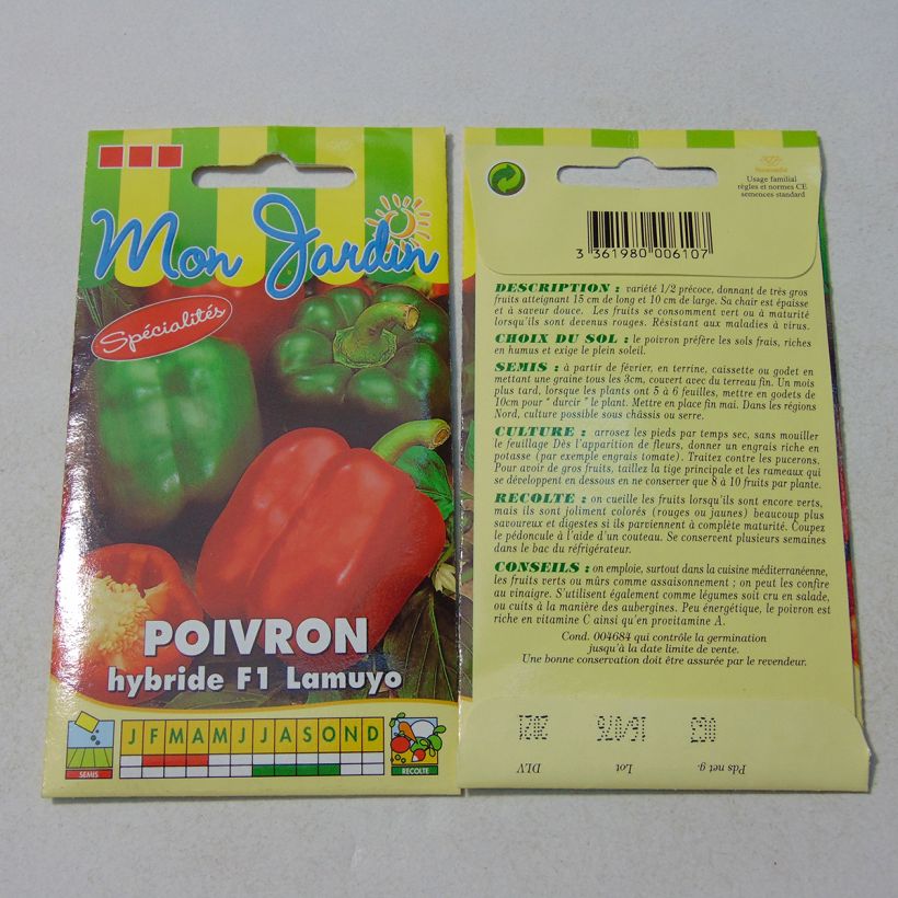 Ejemplo de ejemplar de Pimiento Lamuyo F1 saco de 35 semillas (0,3g) tal y como se entrega
