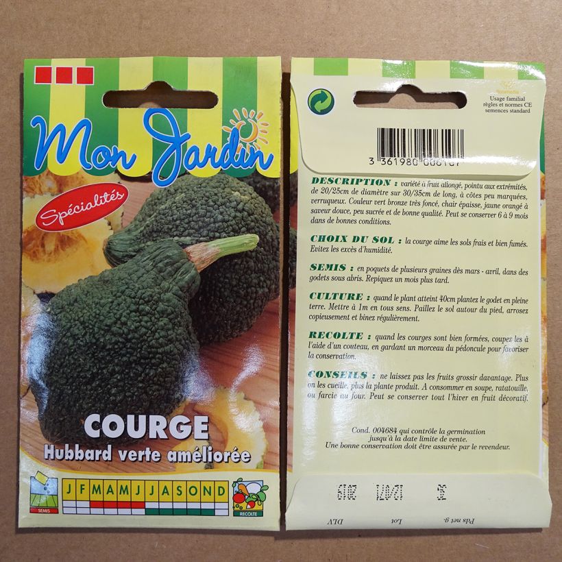 Ejemplo de ejemplar de Calabaza Green Hubbard saco de 18 semillas (3g) tal y como se entrega