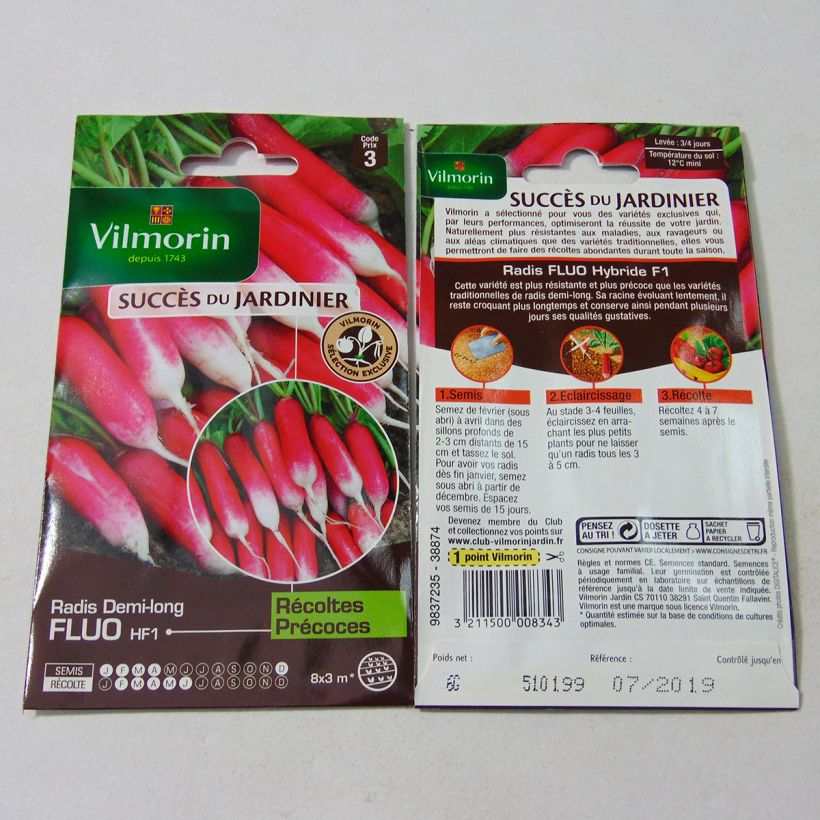Ejemplo de ejemplar de Rábano Fluo F1 saco de 480 semillas (6g) tal y como se entrega