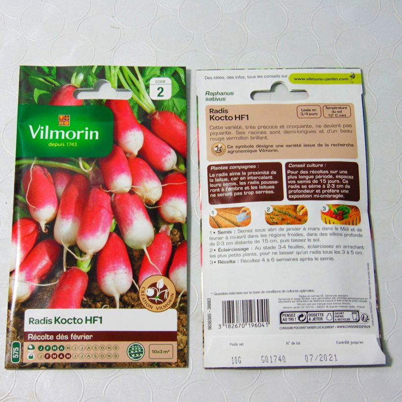 Ejemplo de ejemplar de Rábano Kocto F1 saco de 1200 semillas (10g) tal y como se entrega