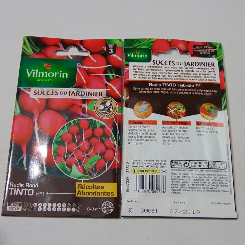Ejemplo de ejemplar de Rábano Tinto F1 saco de 480 semillas (6g) tal y como se entrega