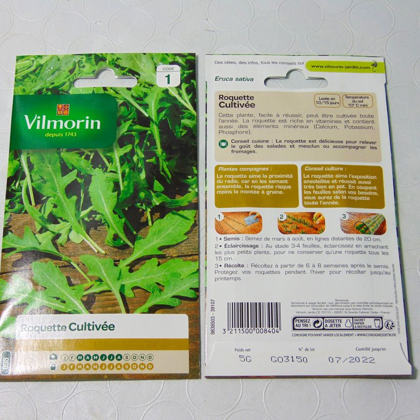 Ejemplo de ejemplar de Arúgula Astra - Vilmorin saco de 2750 semillas (5g) tal y como se entrega