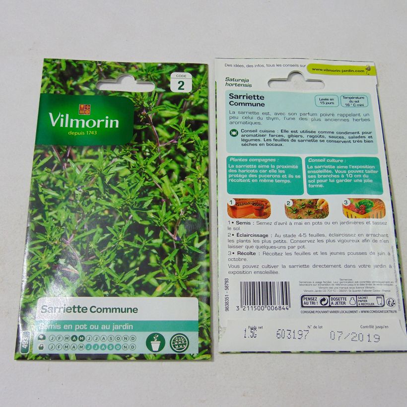 Ejemplo de ejemplar de Ajedrea blanca - Vilmorin saco de 1500 semillas (1g) tal y como se entrega