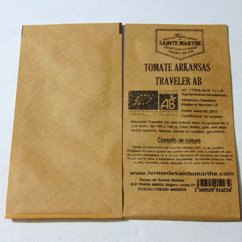 Ejemplo de ejemplar de Tomate Arkansas Traveler saco de 50 semillas tal y como se entrega